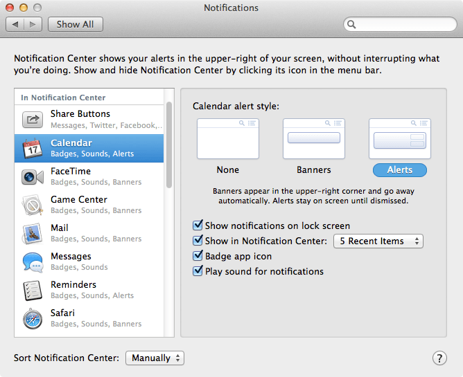 Notifications settings Notifications settings