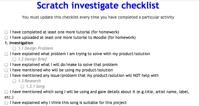 Example of a checklist in Moodle Example of a checklist in Moodle