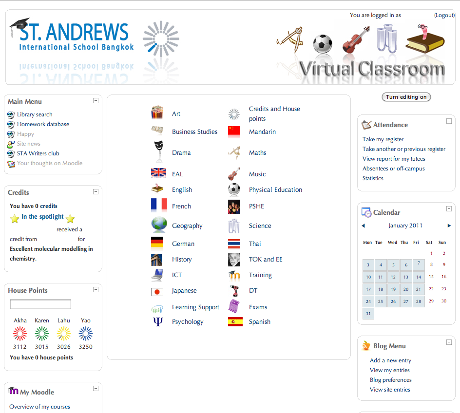 Customised theme and Moodle homepage Customised theme and Moodle homepage