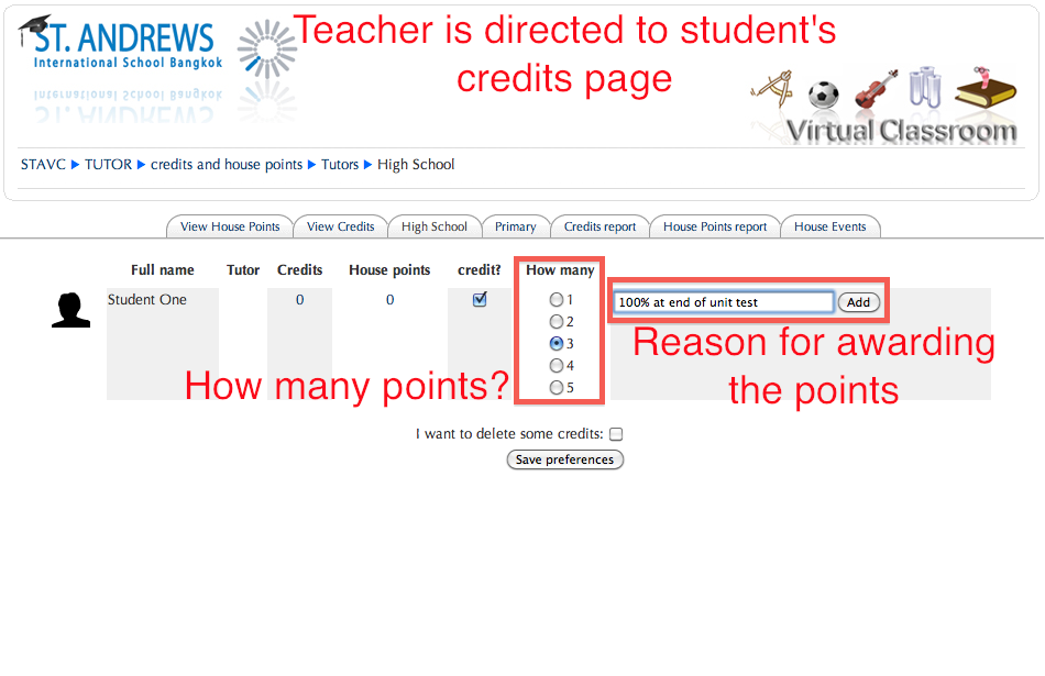 Teacher enters a reason for adding the point(s) Teacher enters a reason for adding the point(s)