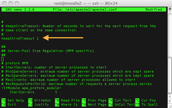 Apache configuration file KeepAliveTimeOut Apache configuration file KeepAliveTimeOut
