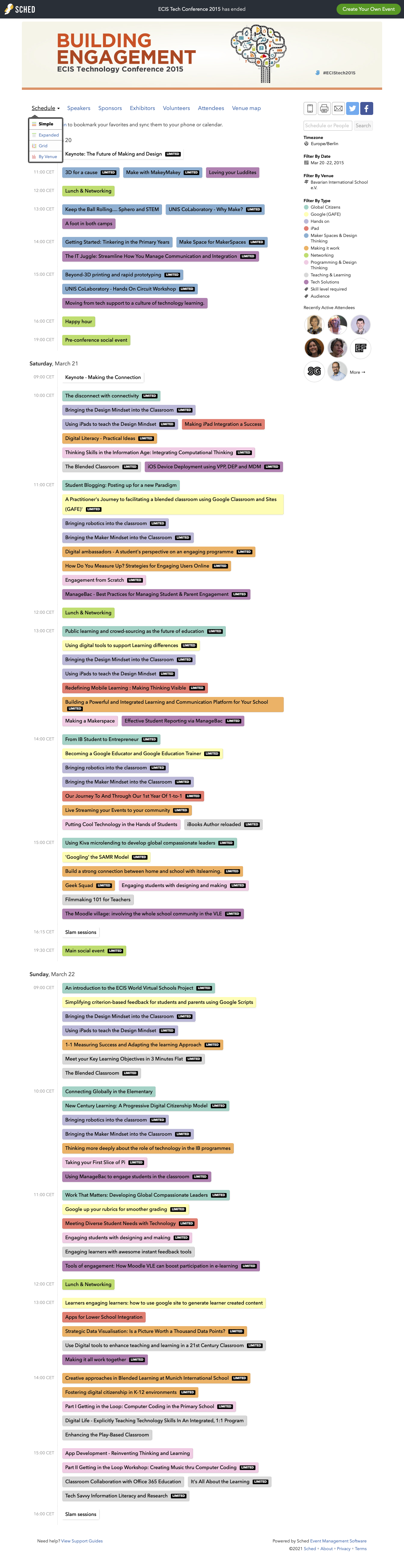 ECIS Technology Conference 2015 schedule ECIS Technology Conference 2015 schedule